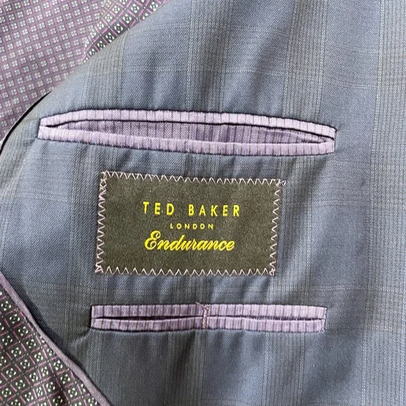 Ted Baker Endurance Sport Coat‎ Blazer Men's 38R Jay Plaid Wool Blue Canada Made